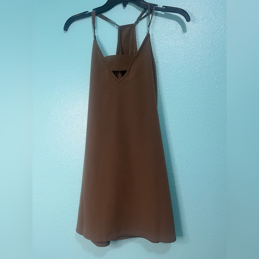 Brown Strappy A-Line Dress